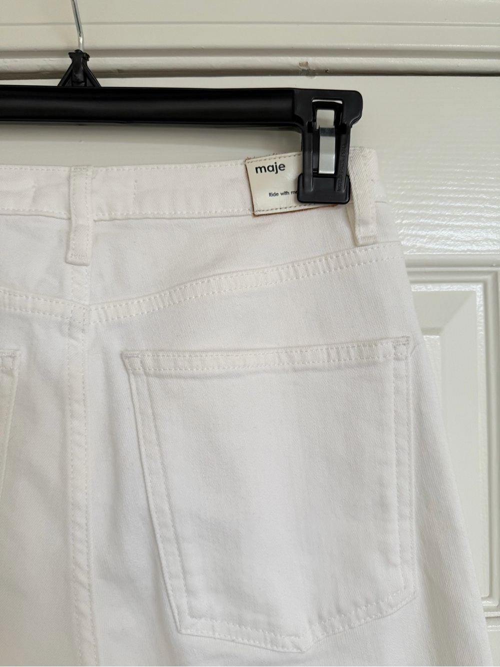 MAJE White Wide Leg High Rise Jeans raw Hem Size 2‎ (34) - Picture 5 of 6
